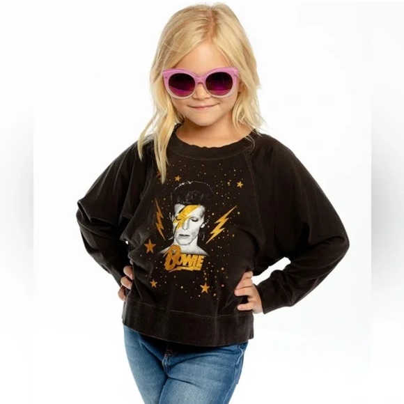 Chaser Other - CHASER NWT SZ 6 Black Graphic Sweatshirt with Yellow David Bowie Design